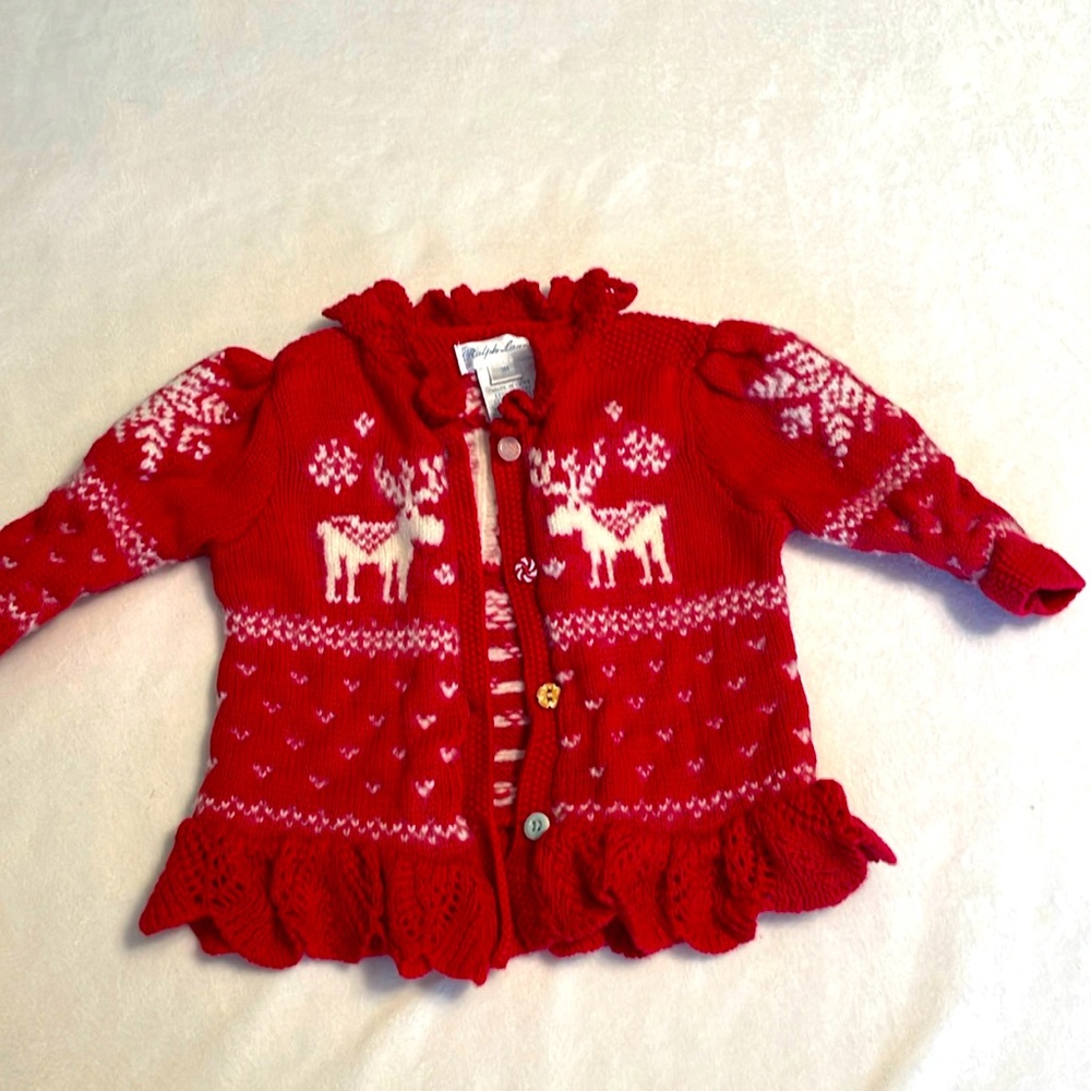 Ralph Lauren red cardigan 3 months ! - Picture 1 of 5